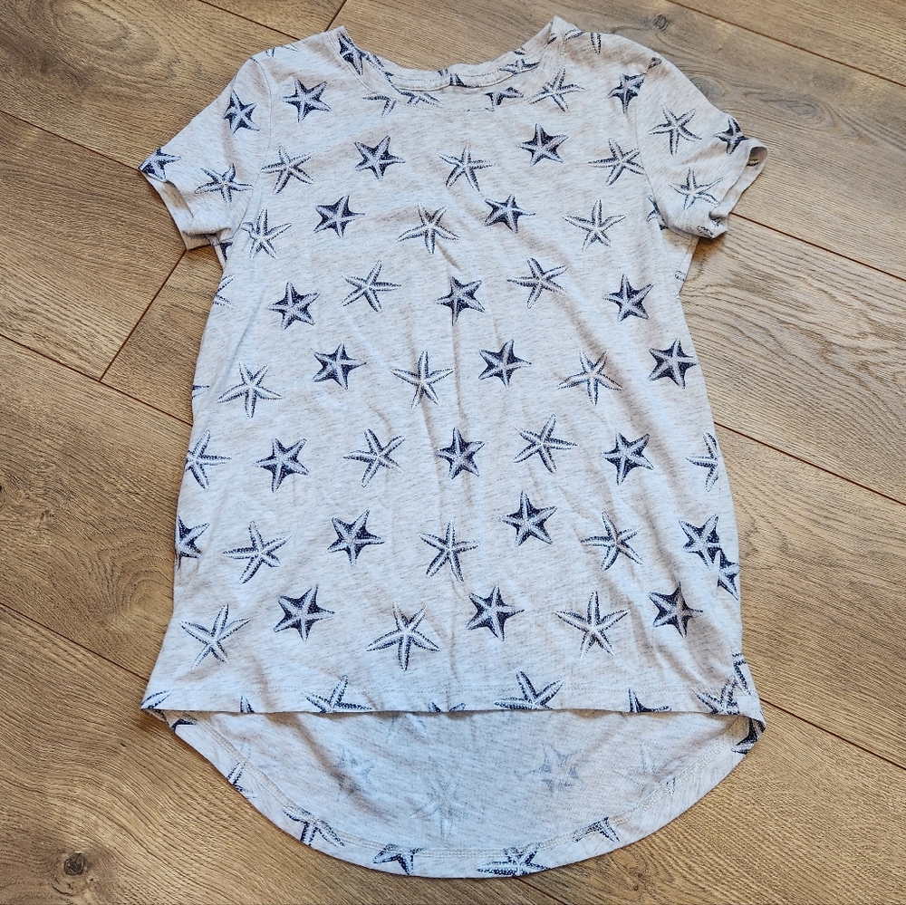 Girls' Star Print High-Low Tee - Light Gray